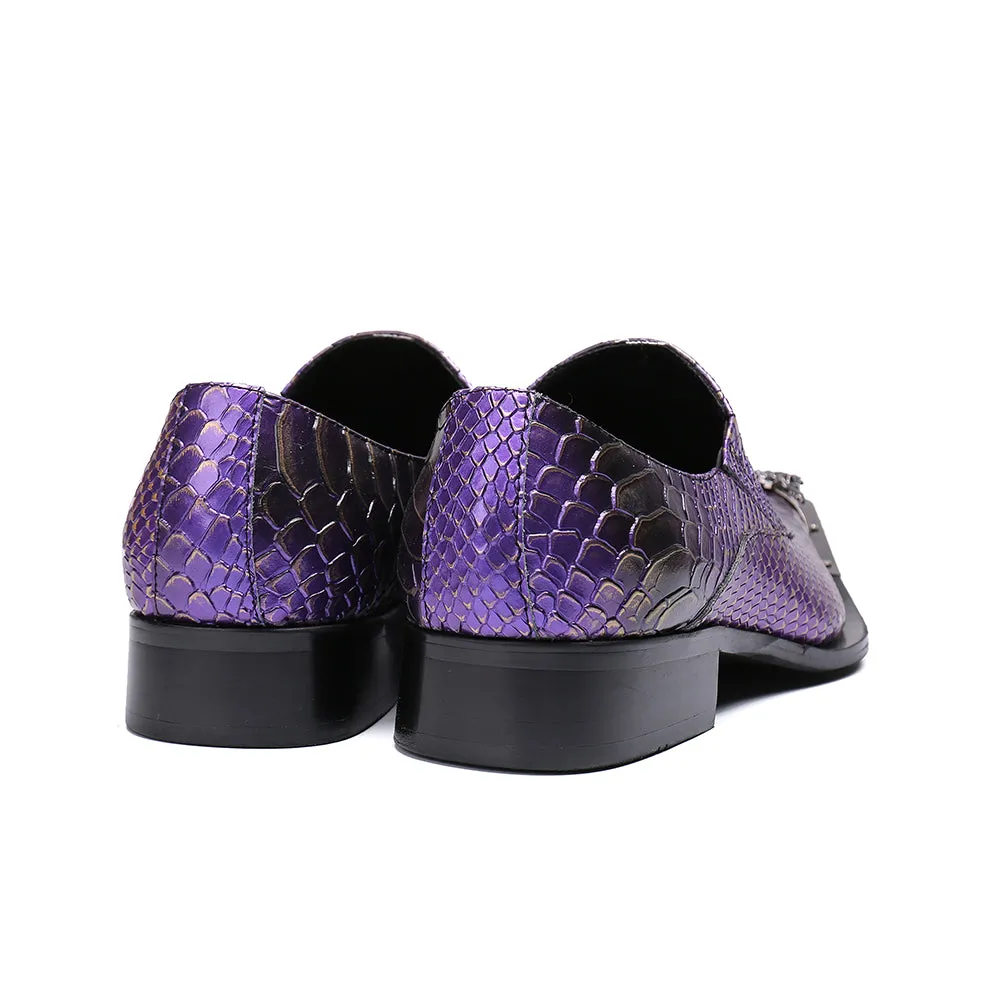 AOMISHOES™  Purple Genuine Leather Dress Shoes #8030