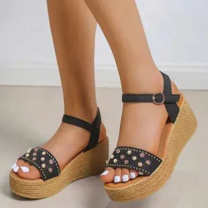 Chic Chic Women Sandals Buckle Wedge