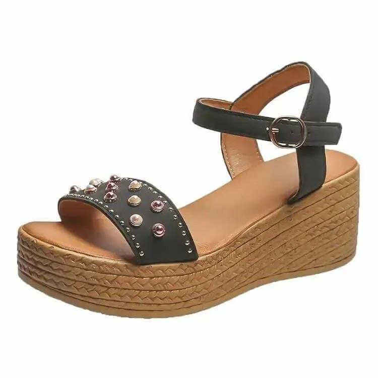 Chic Chic Women Sandals Buckle Wedge