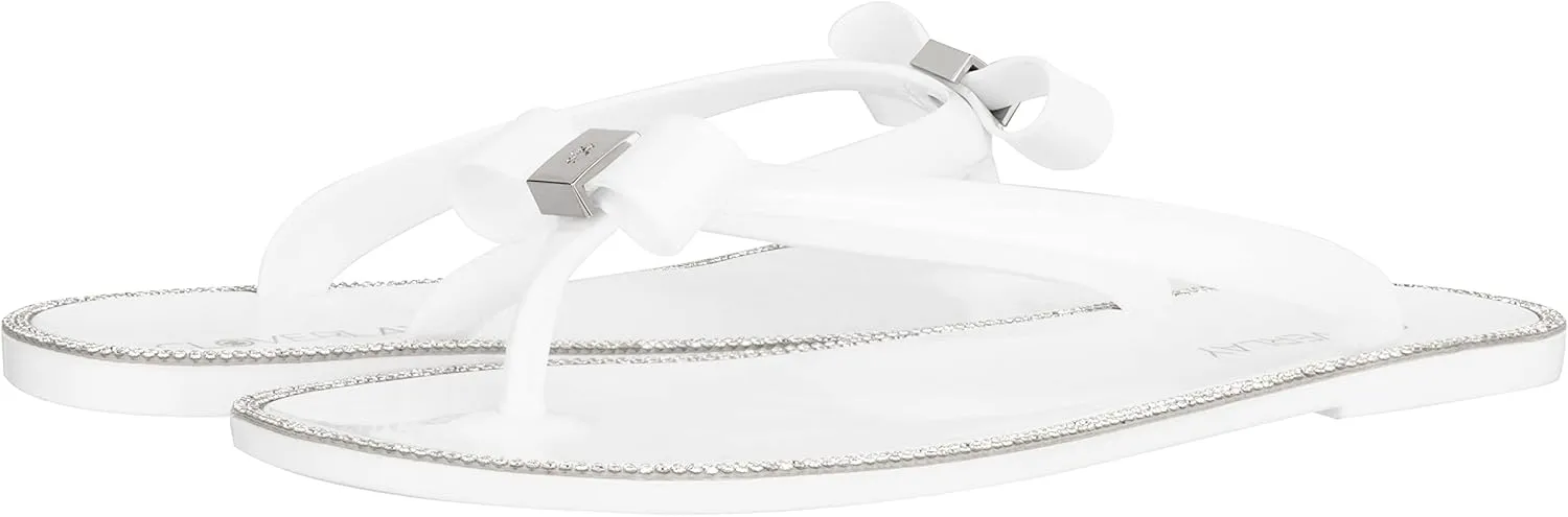 CLOVERLAY Womens Jelly Sandals Rhinestone Bowtie Flip Flops Beach Slide Flat Sandals