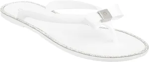 CLOVERLAY Womens Jelly Sandals Rhinestone Bowtie Flip Flops Beach Slide Flat Sandals
