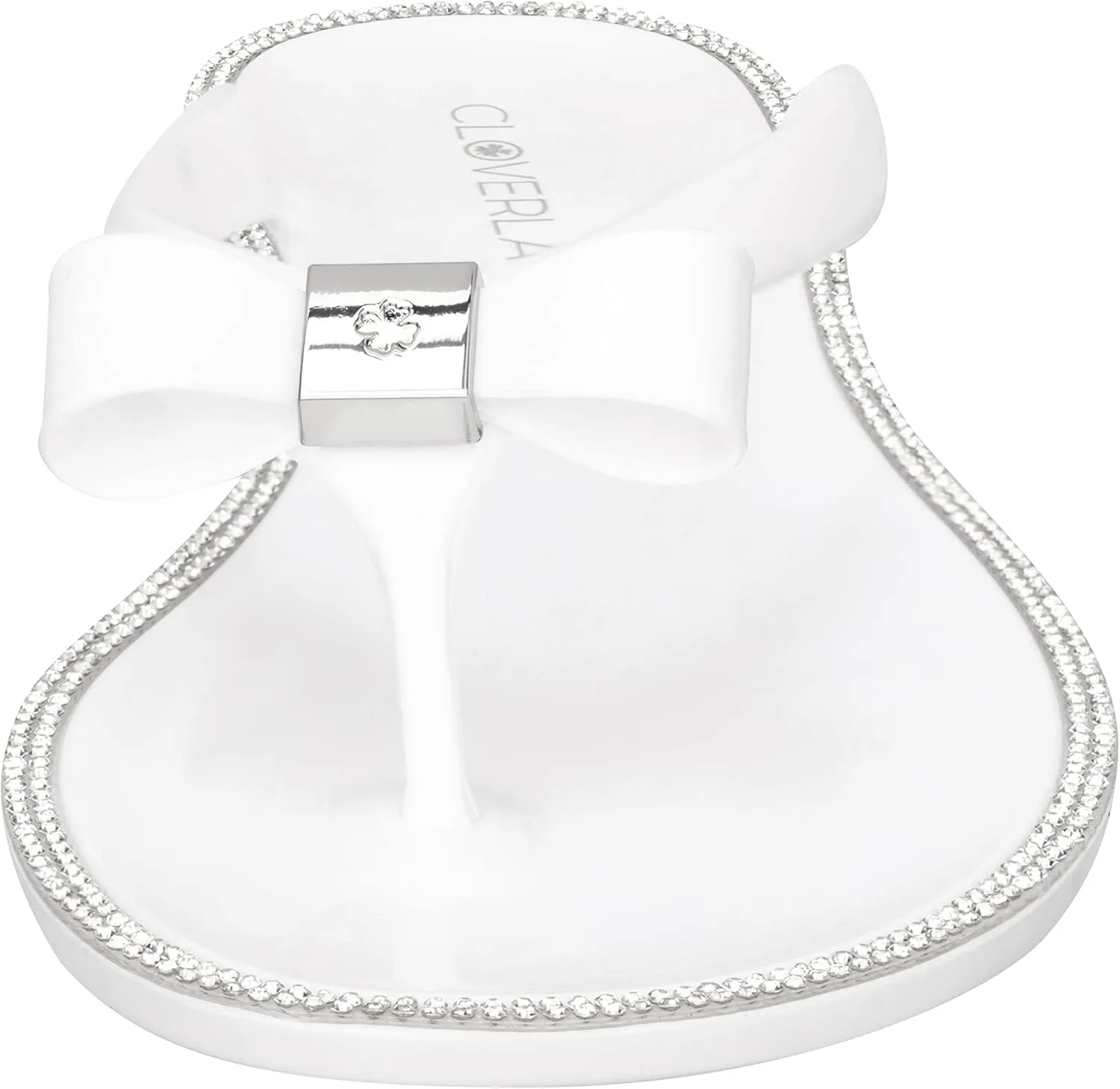 CLOVERLAY Womens Jelly Sandals Rhinestone Bowtie Flip Flops Beach Slide Flat Sandals