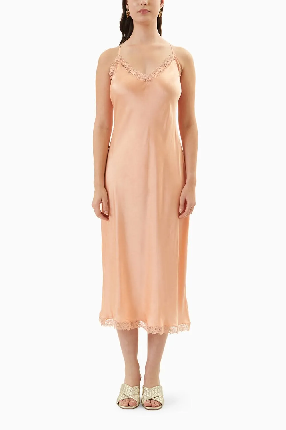 Coral Printed Robe with Silk Slip