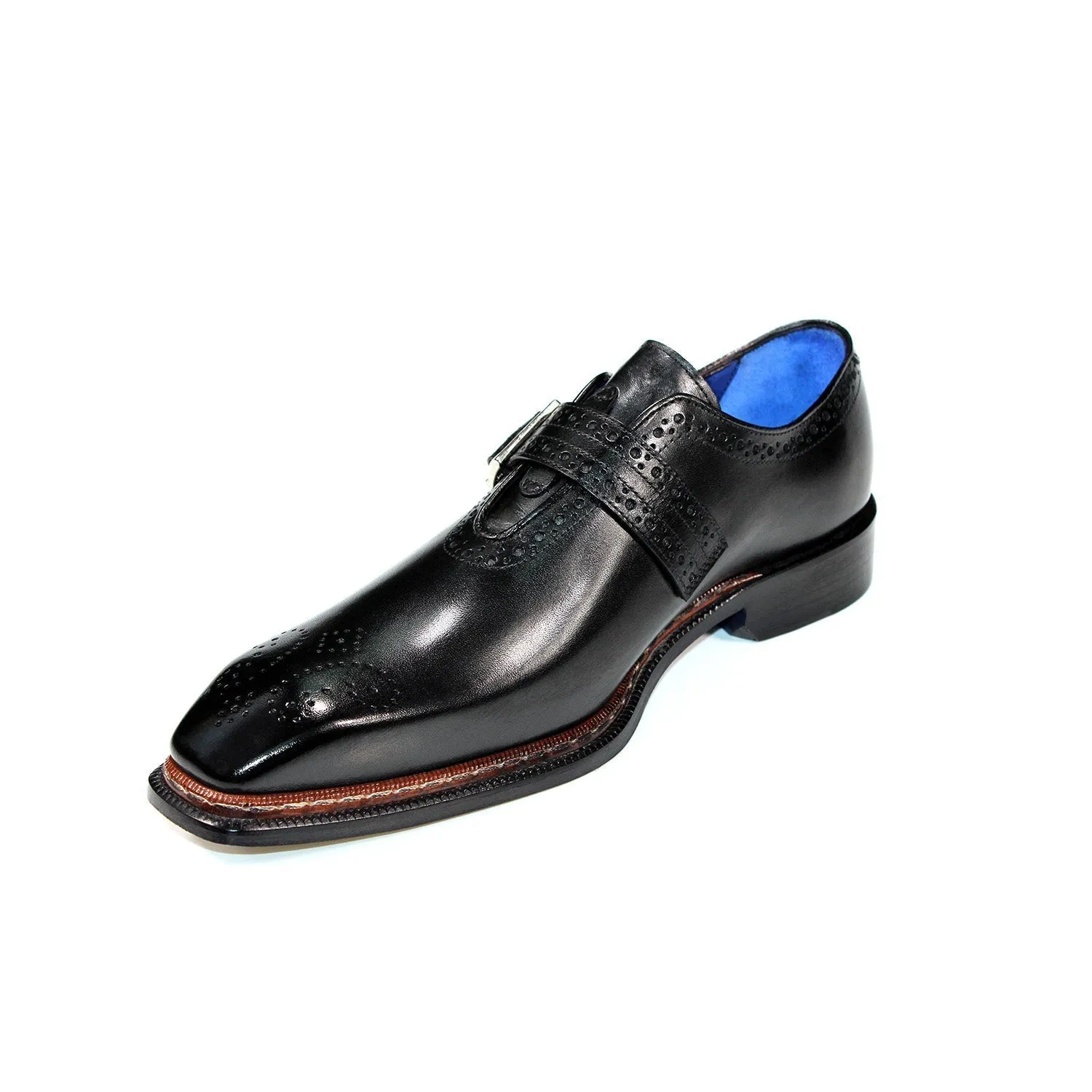 Emilio Franco Filippo Men's Shoes Black Calf-Skin Leather Monkstraps (EF1194)