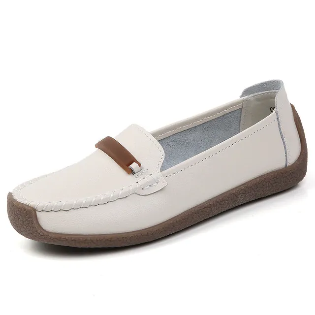 Enzo Women's Flat Leather Loafer Shoes