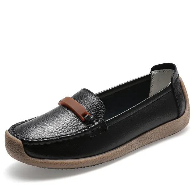 Enzo Women's Flat Leather Loafer Shoes
