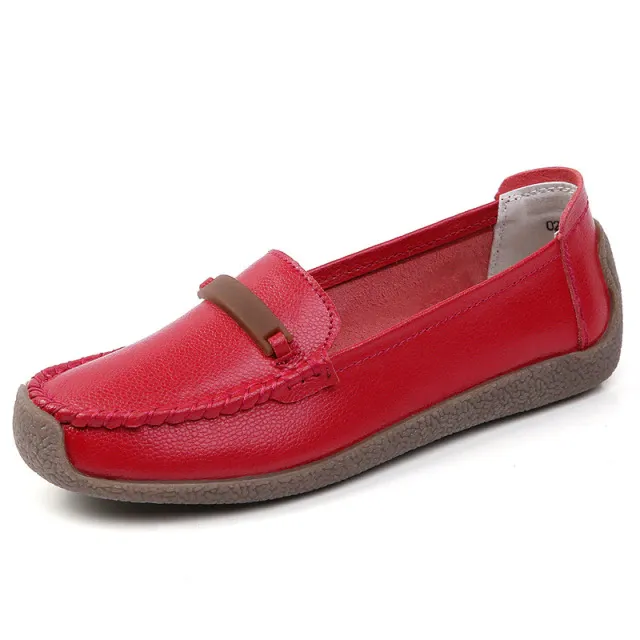 Enzo Women's Flat Leather Loafer Shoes