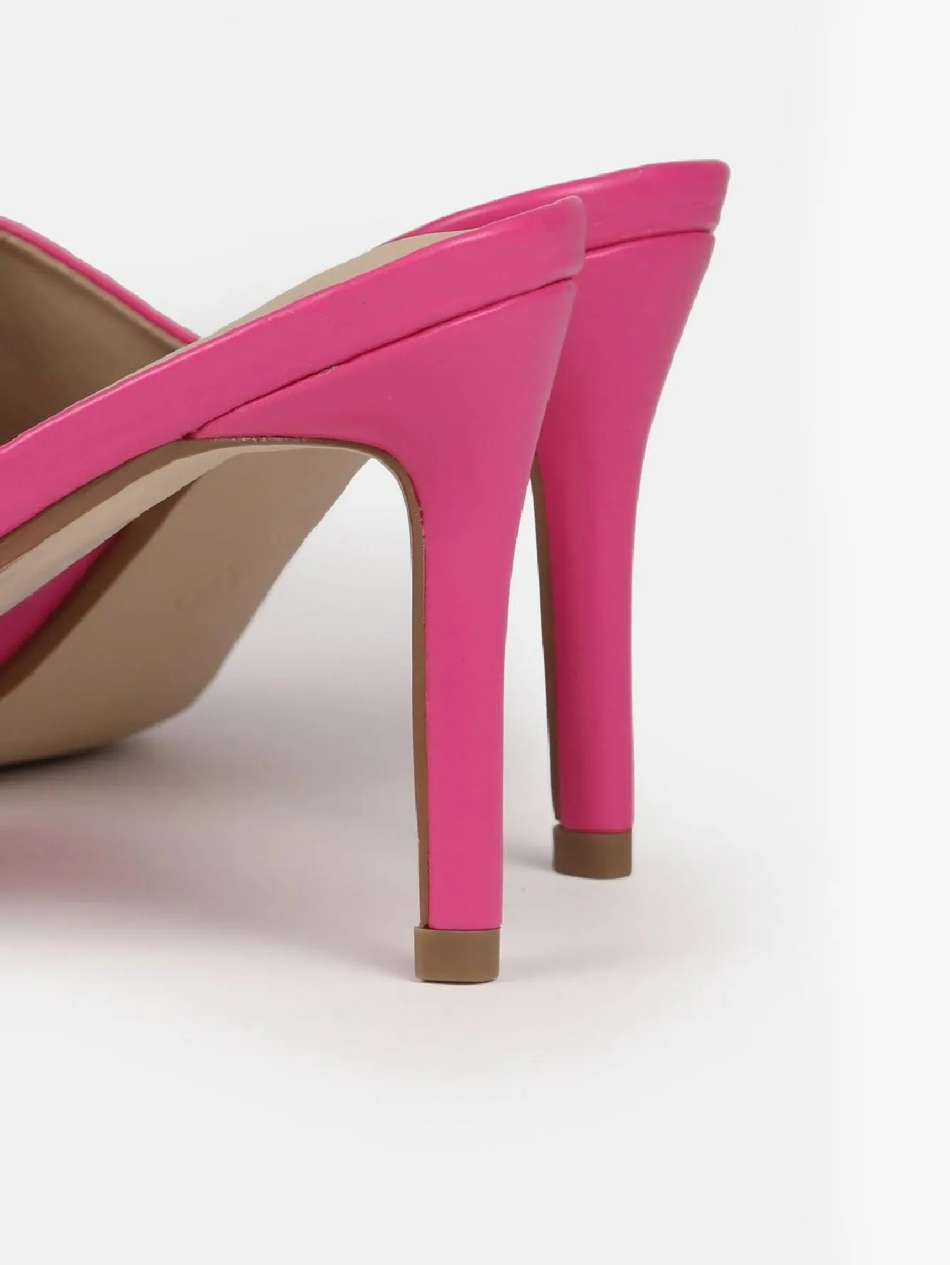 Faux Leather Mid Heel Mule Sandals