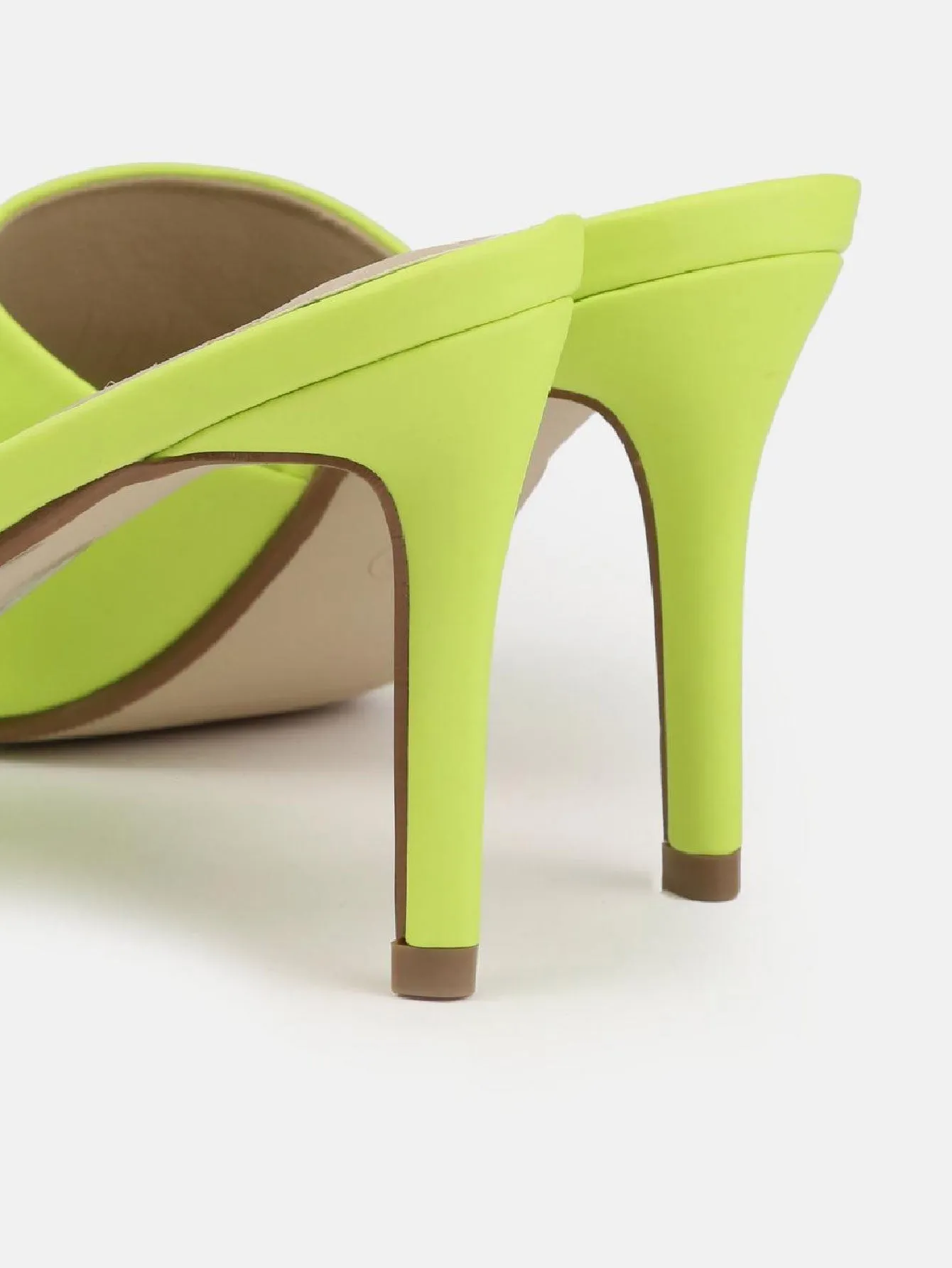 Faux Leather Mid Heel Mule Sandals