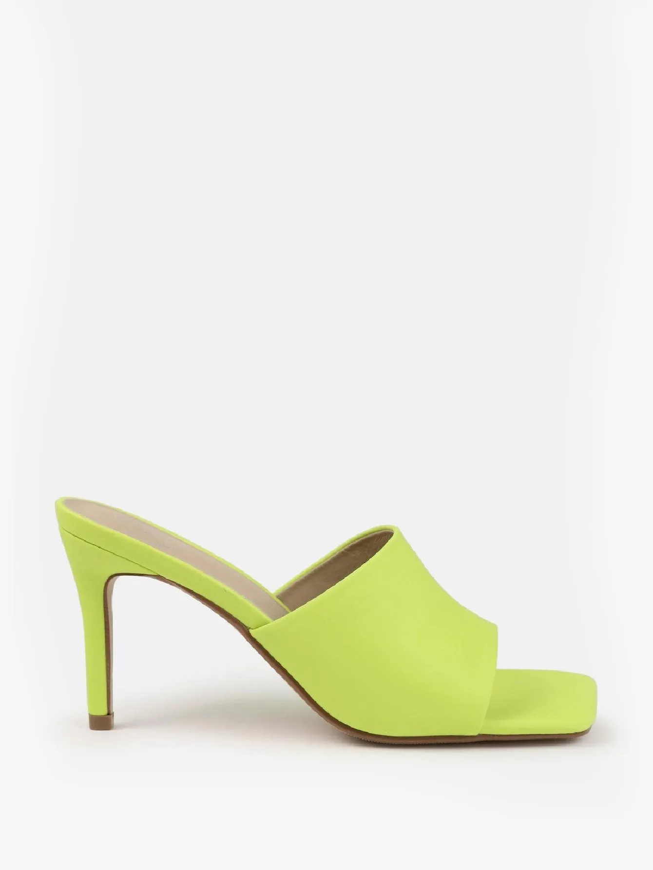 Faux Leather Mid Heel Mule Sandals