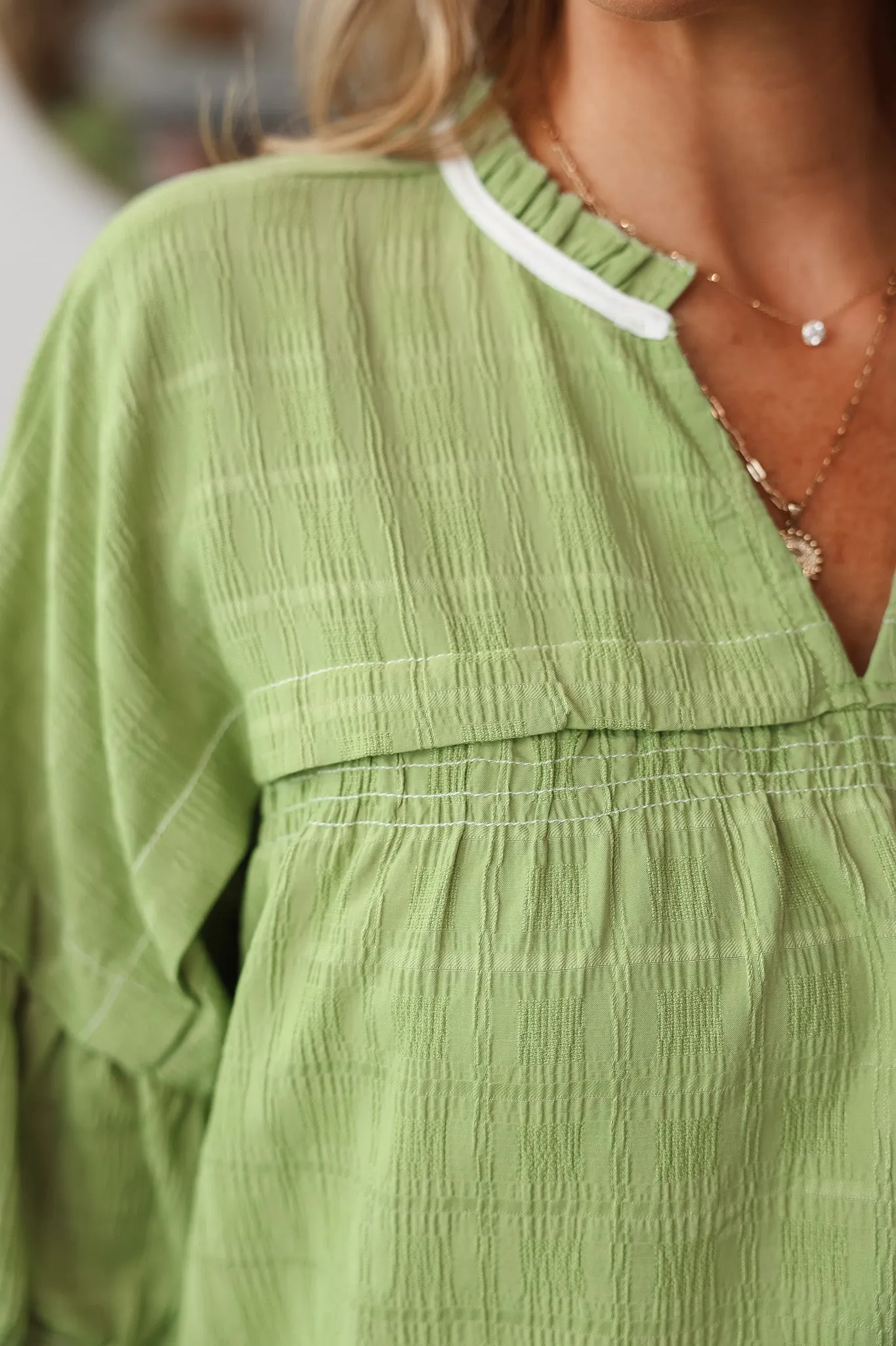 Gauze Textured Top - Green