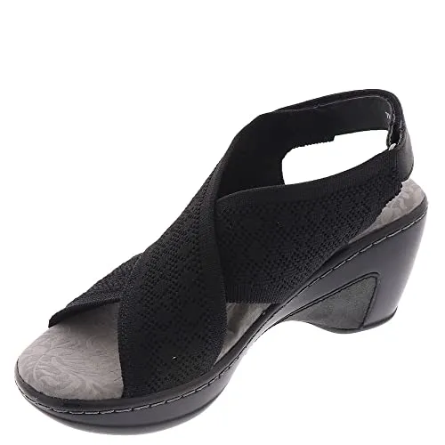 JBU by Jambu Women's Alyssa Wedge Sandal, Black, 6.5