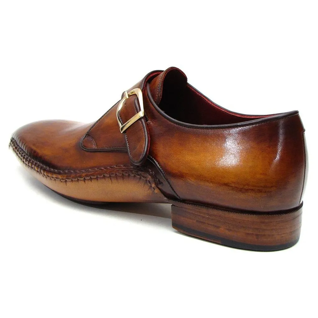 Paul Parkman Men's Single Monkstraps Brown Leather (ID#69V5E)