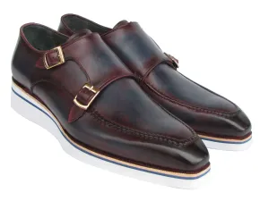 Paul Parkman Men's Smart Casual Monkstraps Blue & Bordeaux Patina