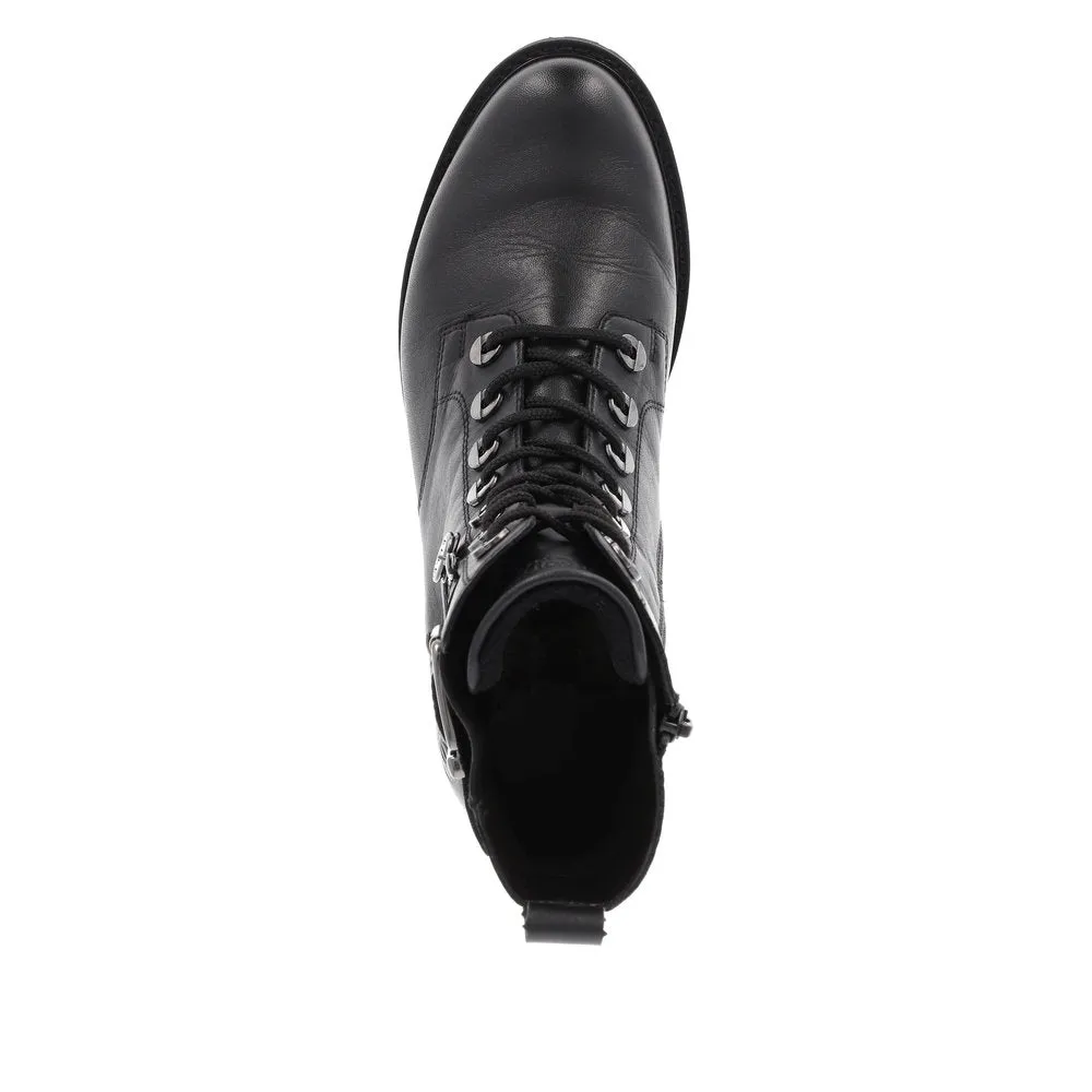 Remonte D8668-00 Ladies Black Leather Zip & Lace Ankle Boots