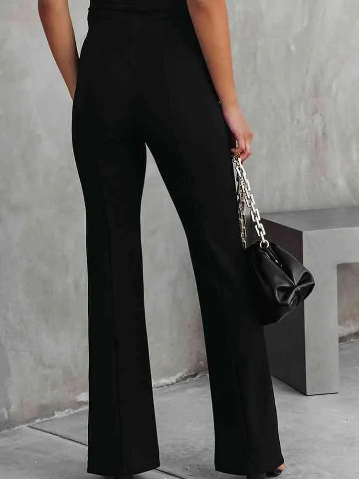 Retro Deluxe High Waist Slit Flare Pants