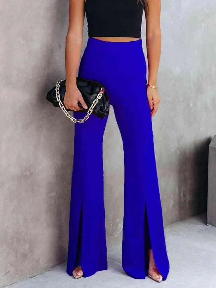 Retro Deluxe High Waist Slit Flare Pants