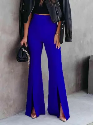 Retro Deluxe High Waist Slit Flare Pants