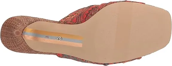 Sam Edelman Pia Orange Poppy Squared Open Toe Slip On Kitten Heeled Sandals