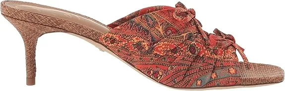 Sam Edelman Pia Orange Poppy Squared Open Toe Slip On Kitten Heeled Sandals