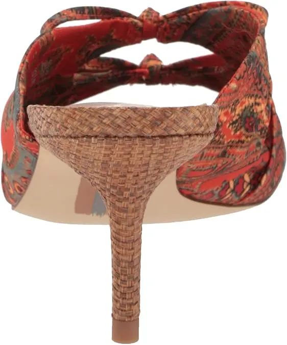 Sam Edelman Pia Orange Poppy Squared Open Toe Slip On Kitten Heeled Sandals