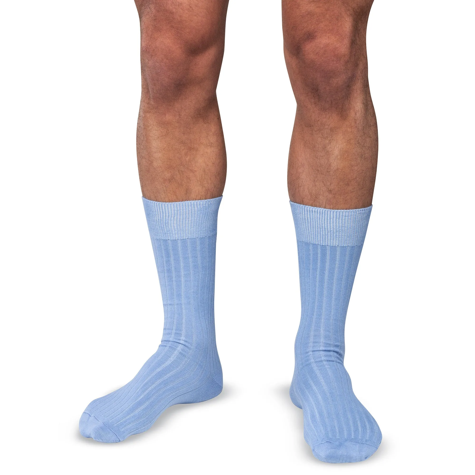 Sky Blue Cotton Mid Calf Dress Socks