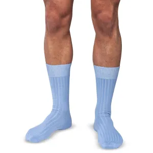 Sky Blue Cotton Mid Calf Dress Socks