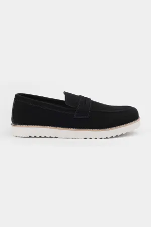 Slip On Suede Loafers - Black