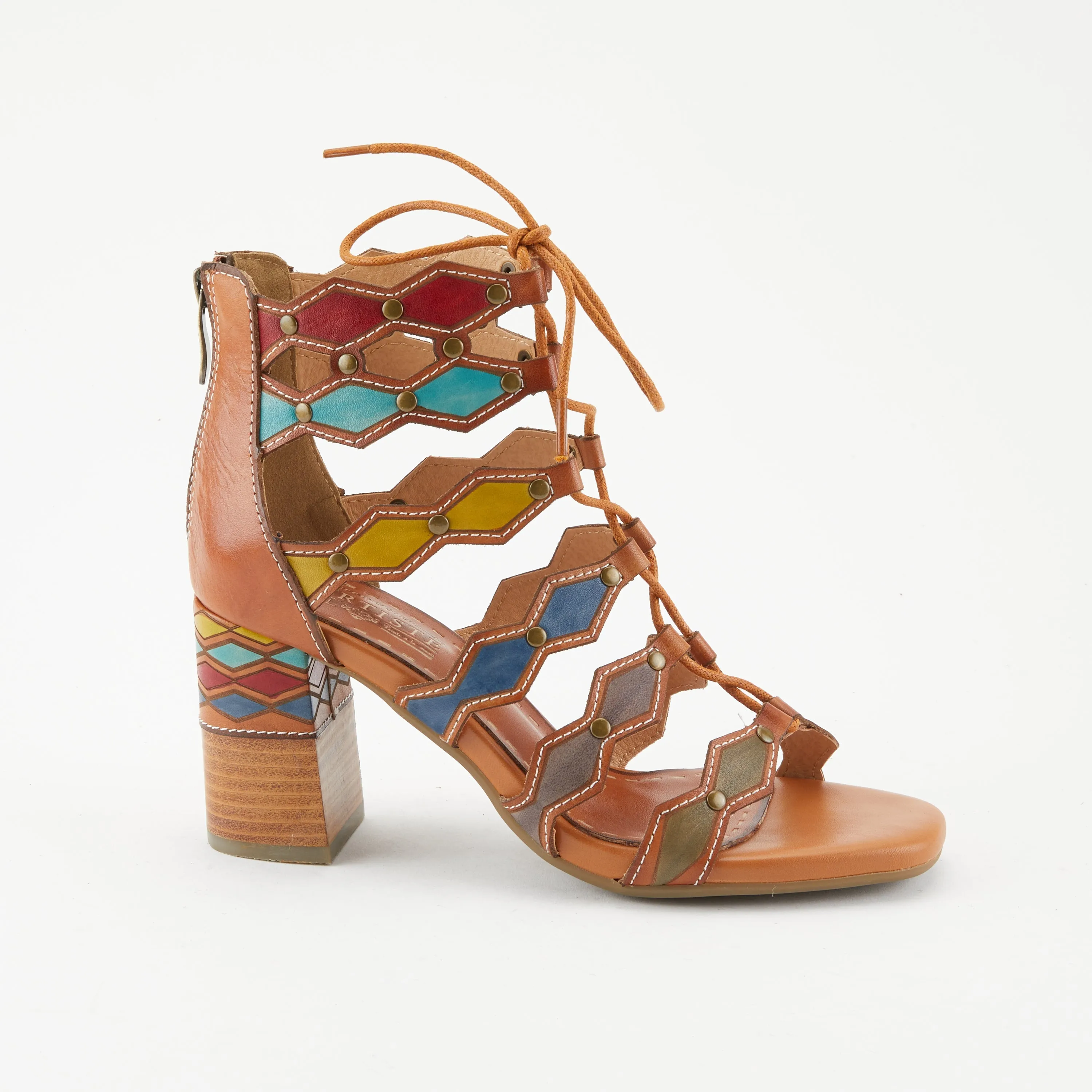 Spring Step Shoes  L'Artiste Artdeco Sandals Women's Multicolor Leather 2.75"