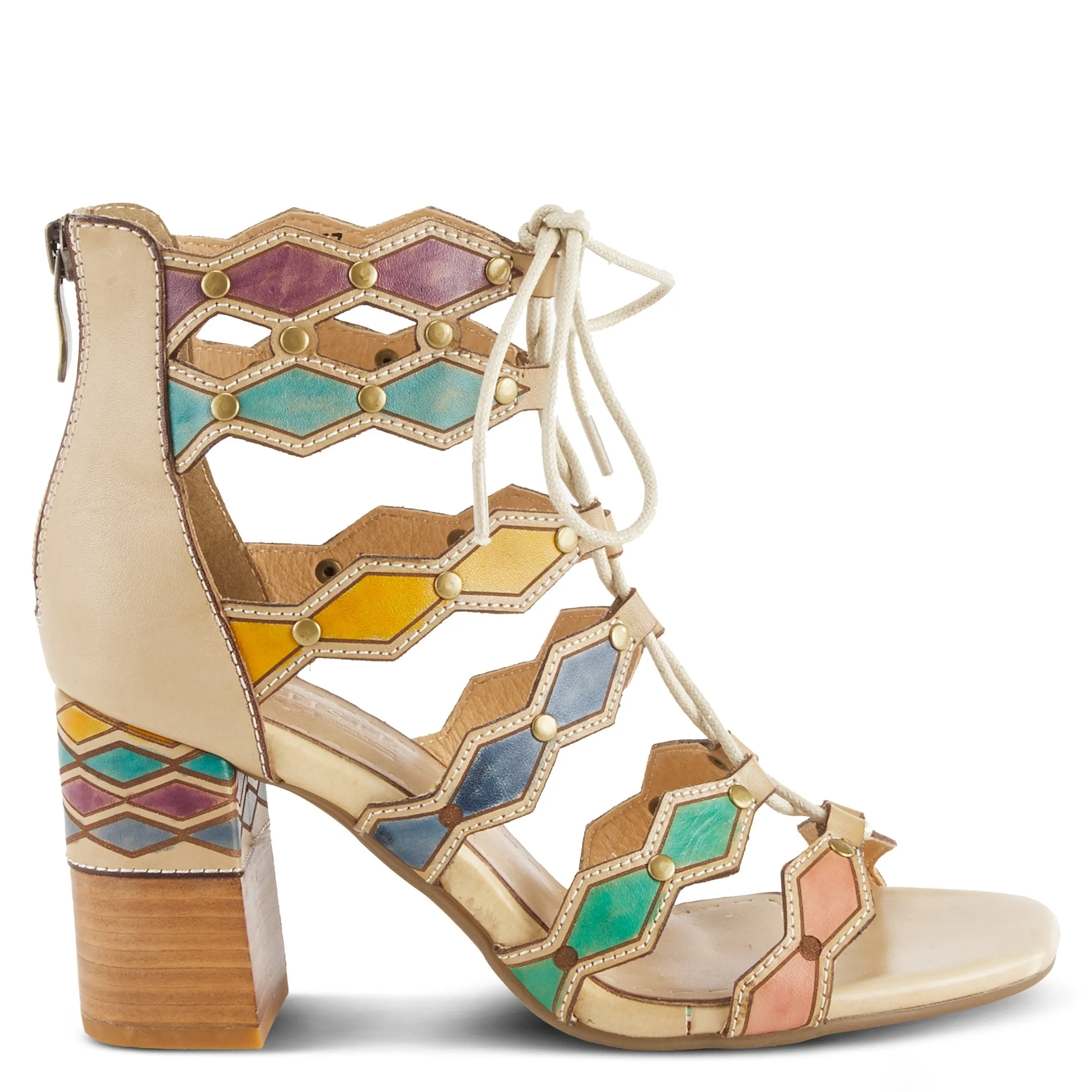 Spring Step Shoes  L'Artiste Artdeco Sandals Women's Multicolor Leather 2.75"