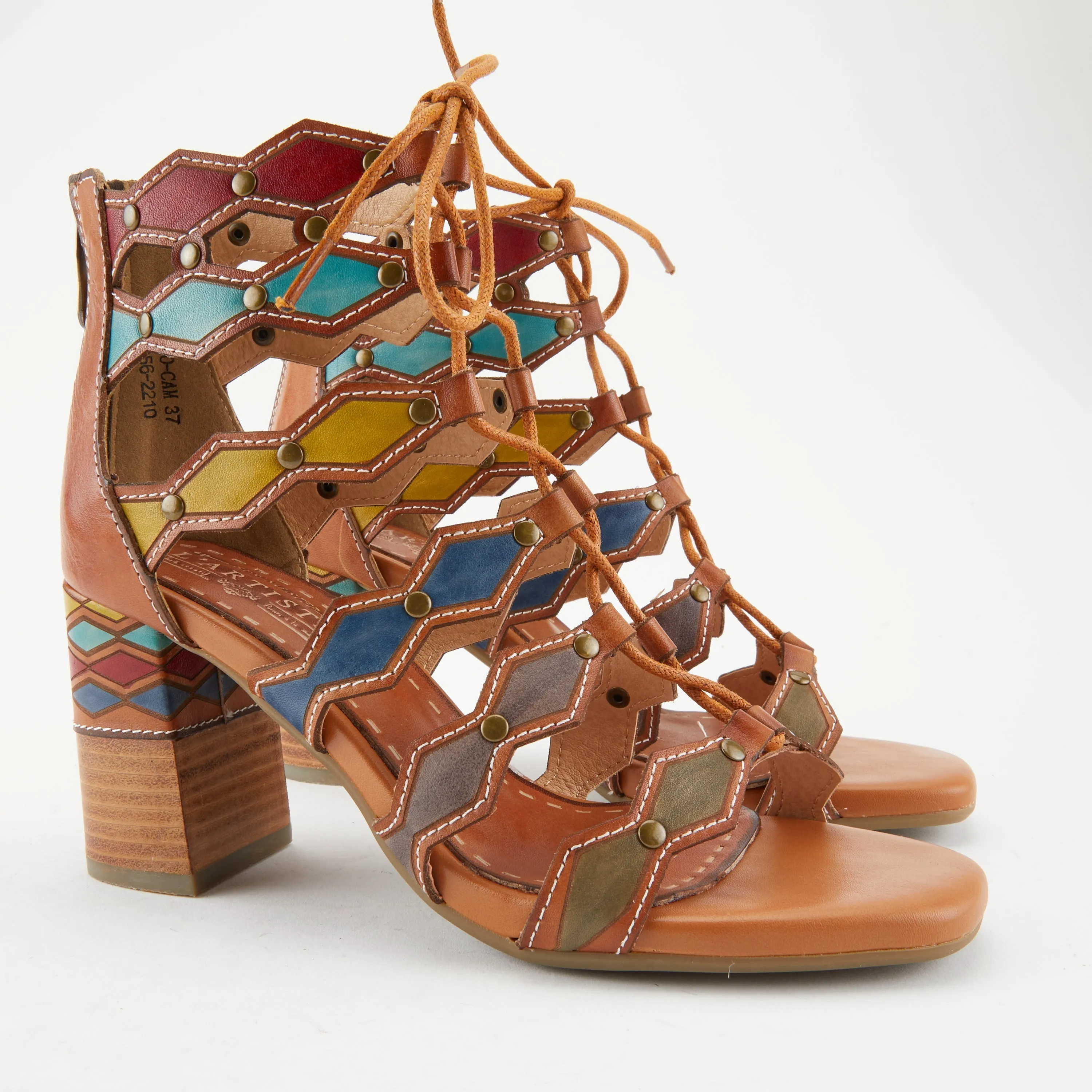 Spring Step Shoes  L'Artiste Artdeco Sandals Women's Multicolor Leather 2.75"