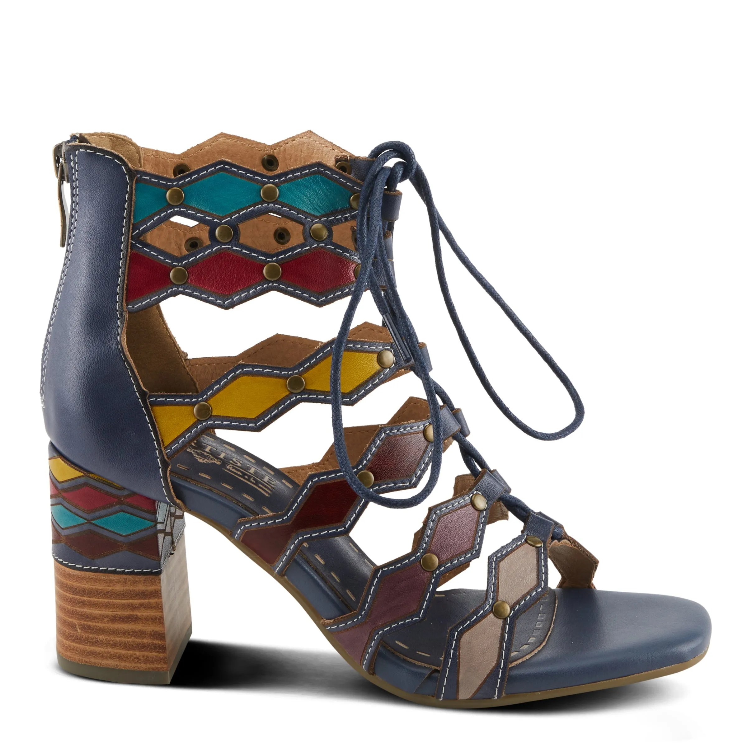 Spring Step Shoes  L'Artiste Artdeco Sandals Women's Multicolor Leather 2.75"