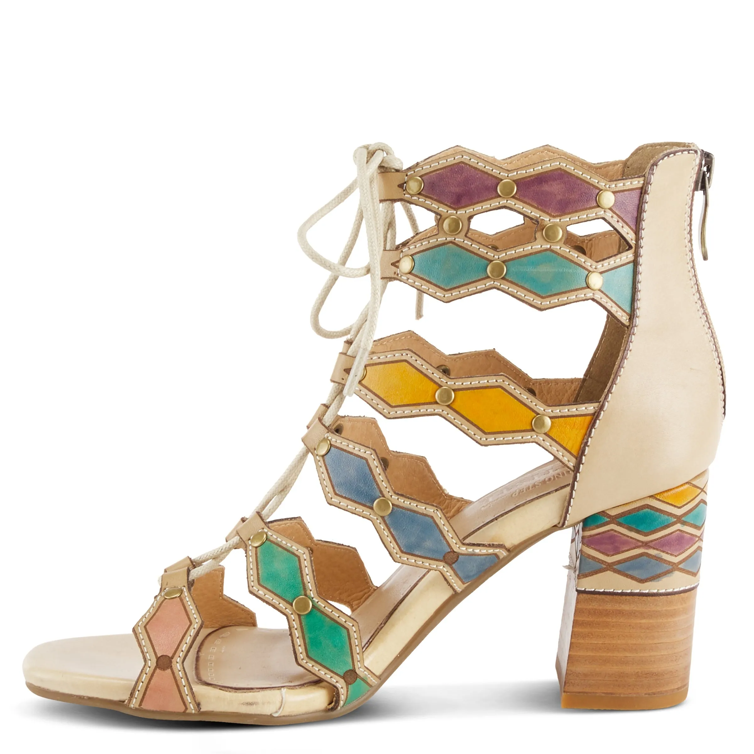 Spring Step Shoes  L'Artiste Artdeco Sandals Women's Multicolor Leather 2.75"