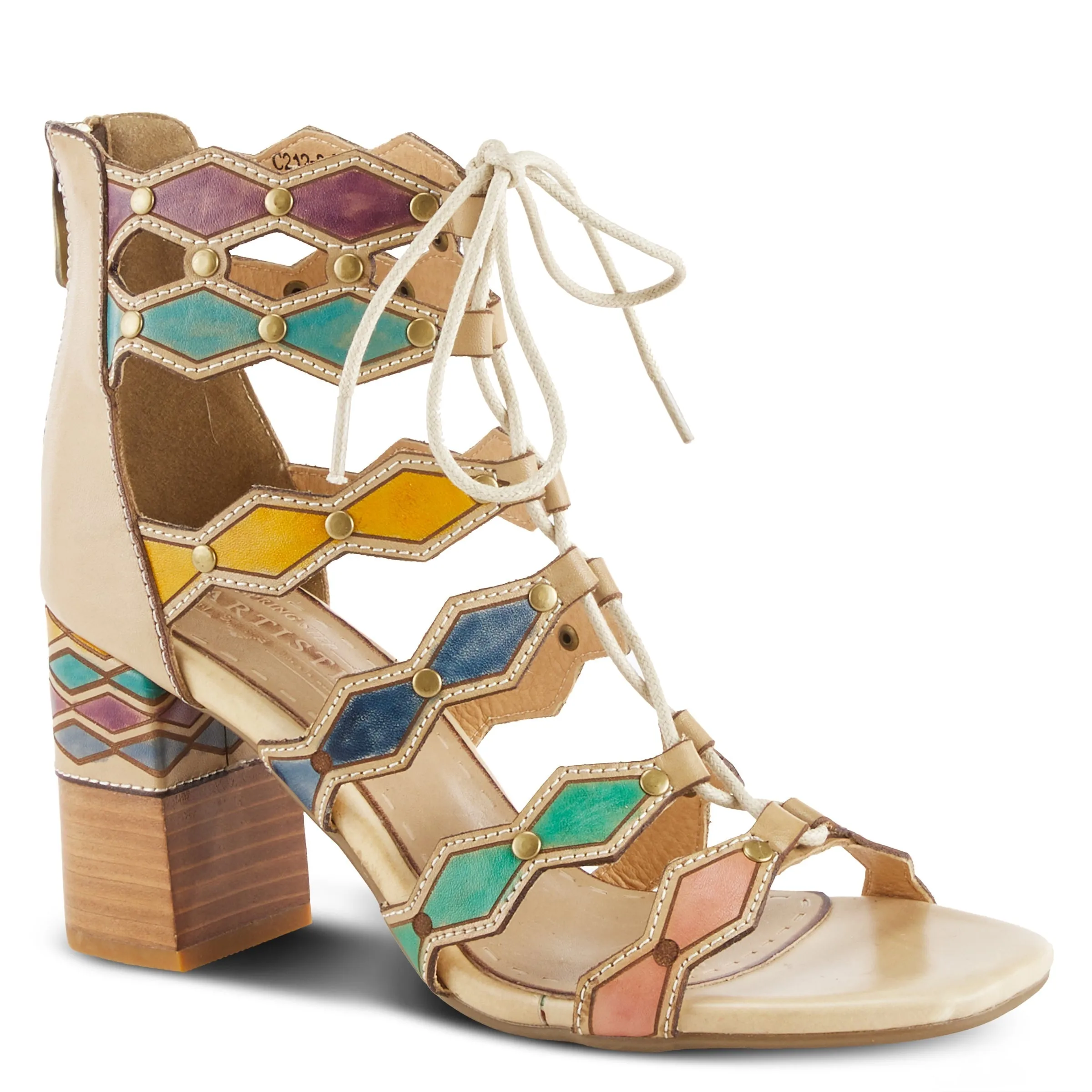 Spring Step Shoes  L'Artiste Artdeco Sandals Women's Multicolor Leather 2.75"