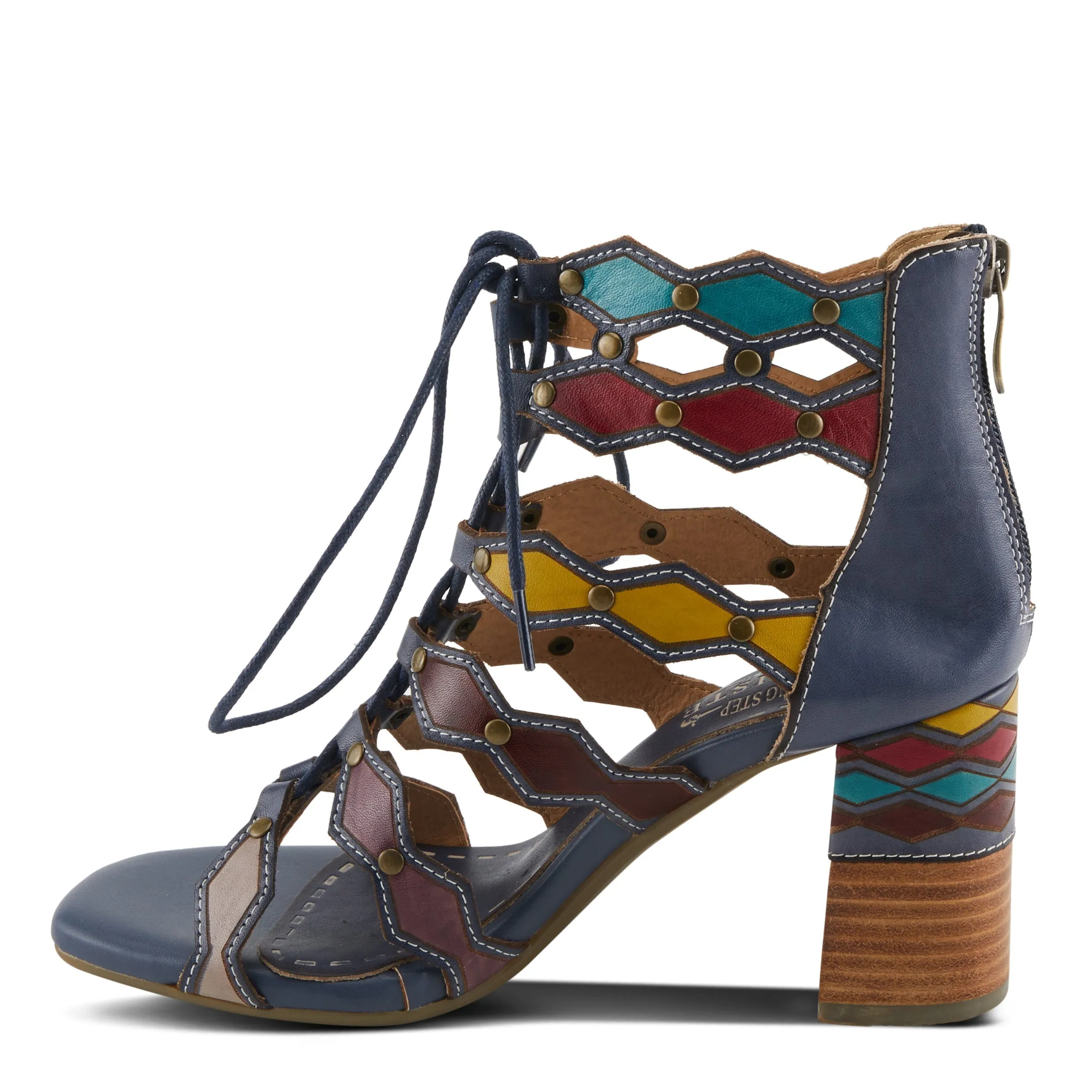 Spring Step Shoes  L'Artiste Artdeco Sandals Women's Multicolor Leather 2.75"