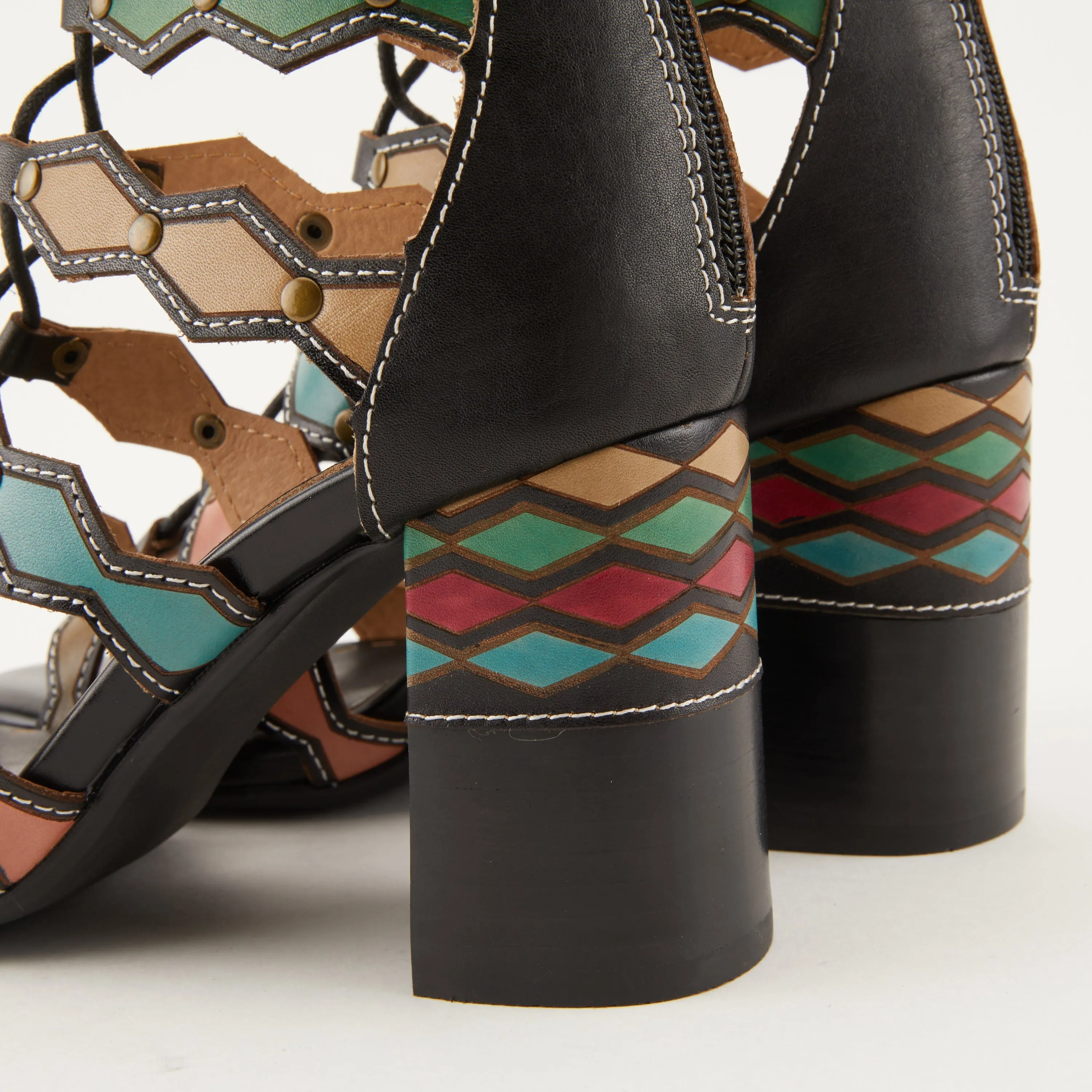 Spring Step Shoes  L'Artiste Artdeco Sandals Women's Multicolor Leather 2.75"