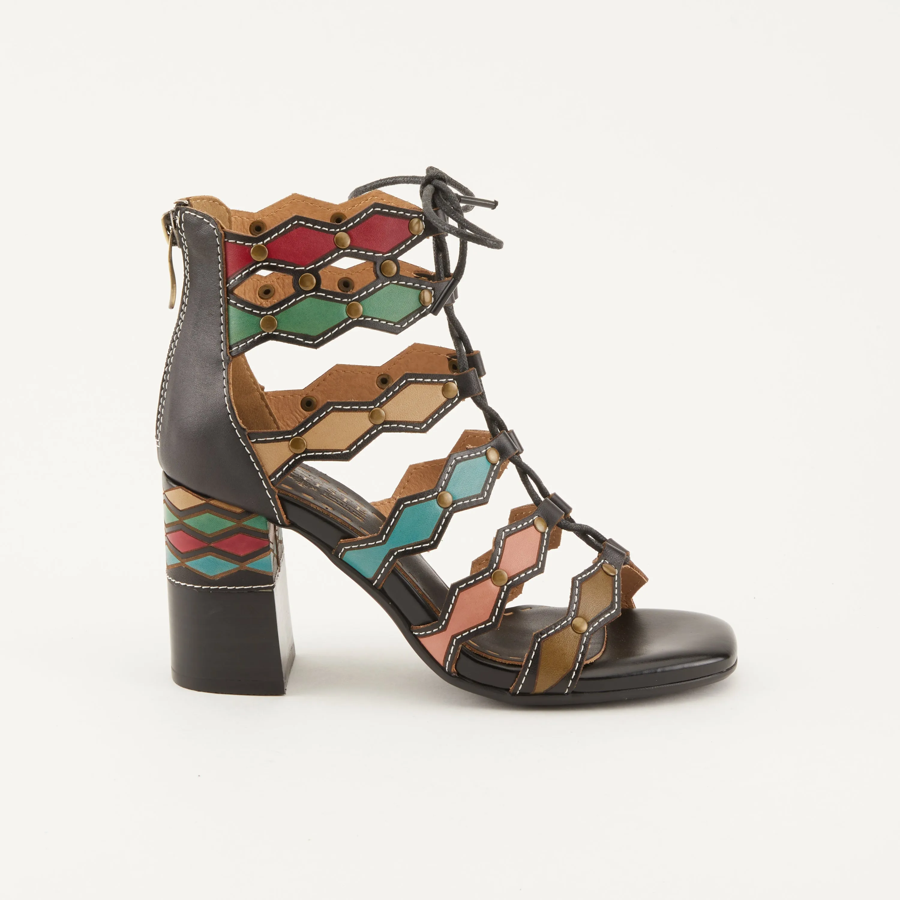 Spring Step Shoes  L'Artiste Artdeco Sandals Women's Multicolor Leather 2.75"