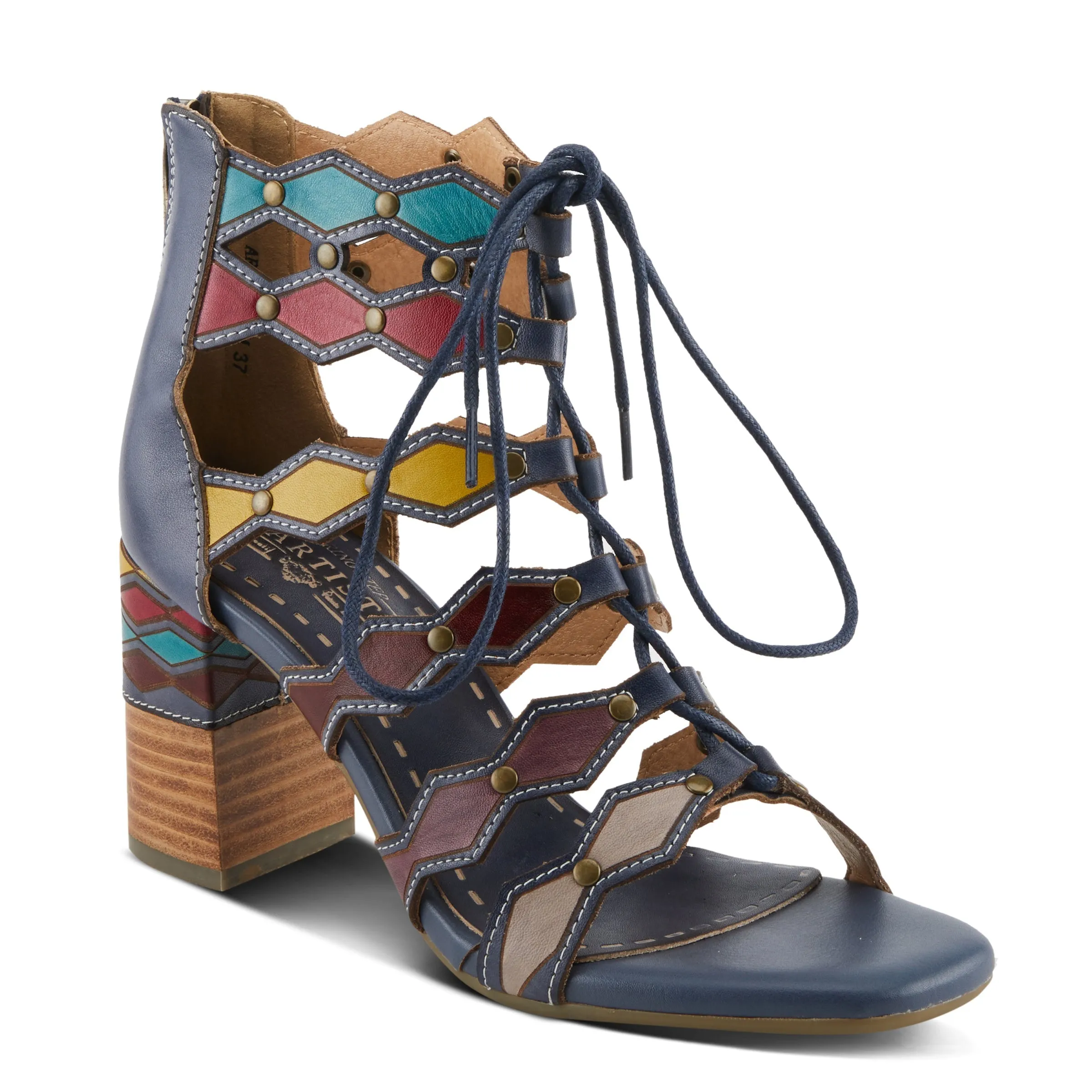 Spring Step Shoes  L'Artiste Artdeco Sandals Women's Multicolor Leather 2.75"