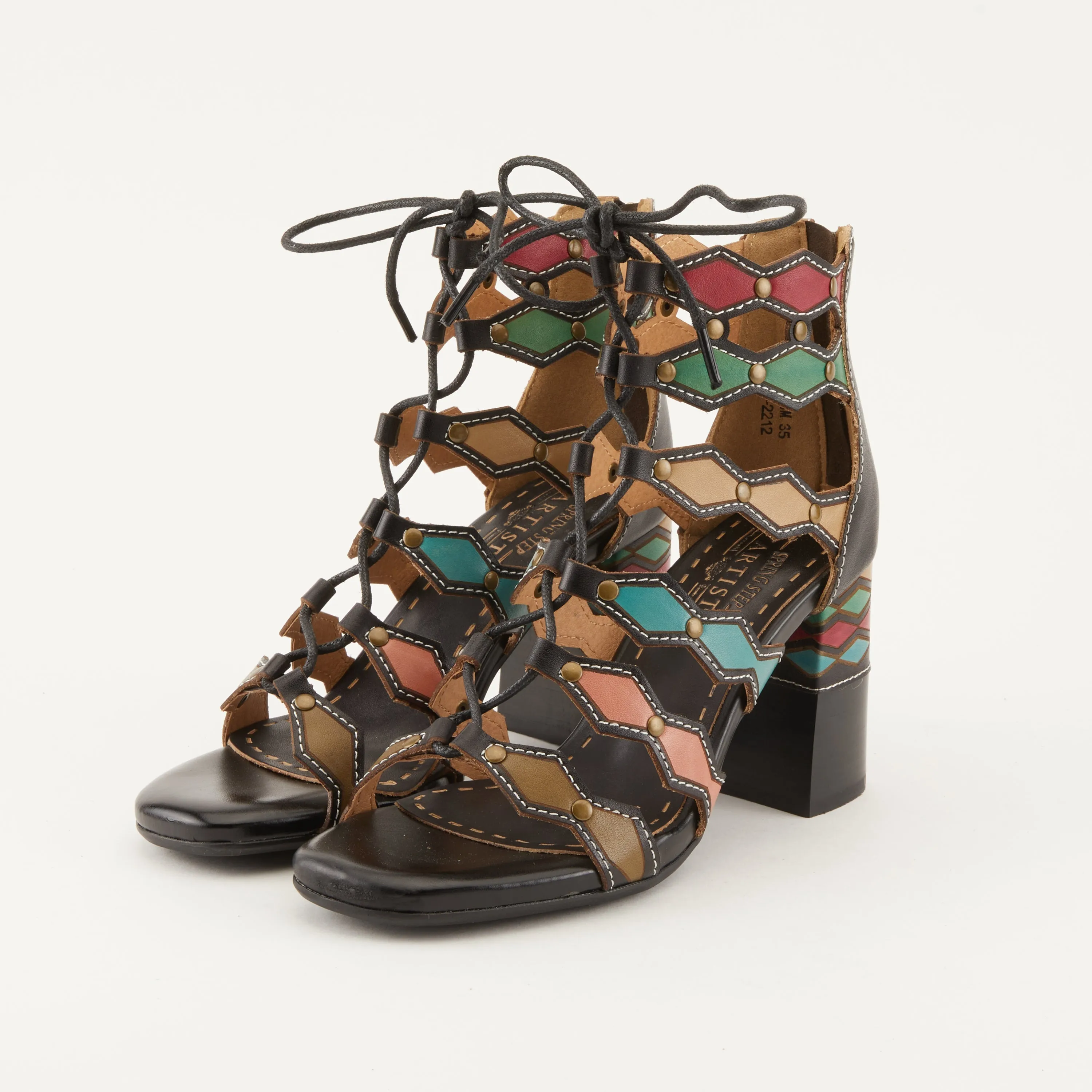 Spring Step Shoes  L'Artiste Artdeco Sandals Women's Multicolor Leather 2.75"