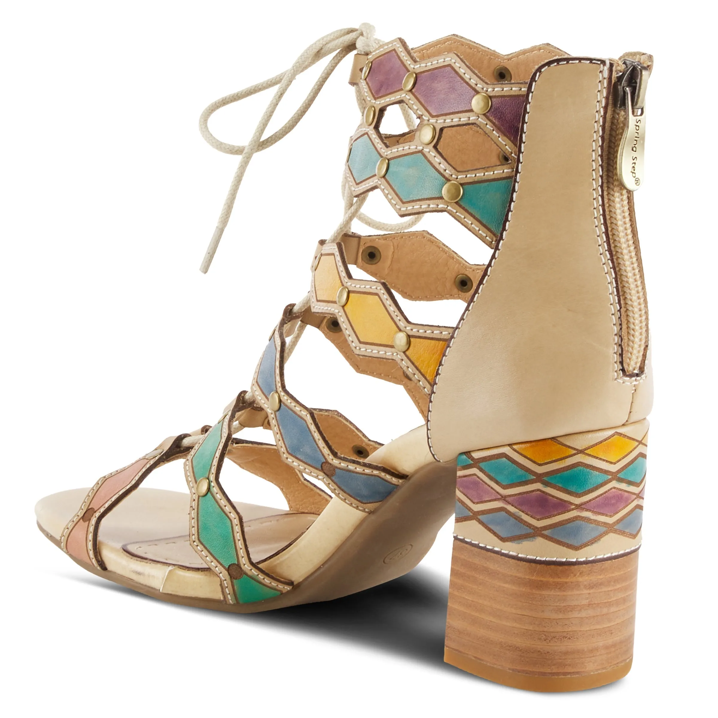 Spring Step Shoes  L'Artiste Artdeco Sandals Women's Multicolor Leather 2.75"