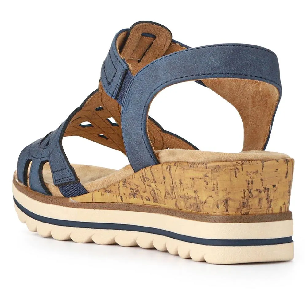 Tall Wedge-Heeled Touch-Fasten Sandals - RELIF41033 / 326 876