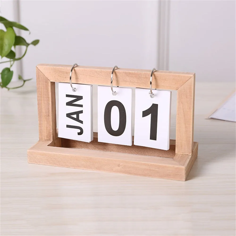 Timeless Wooden Flip Calendar