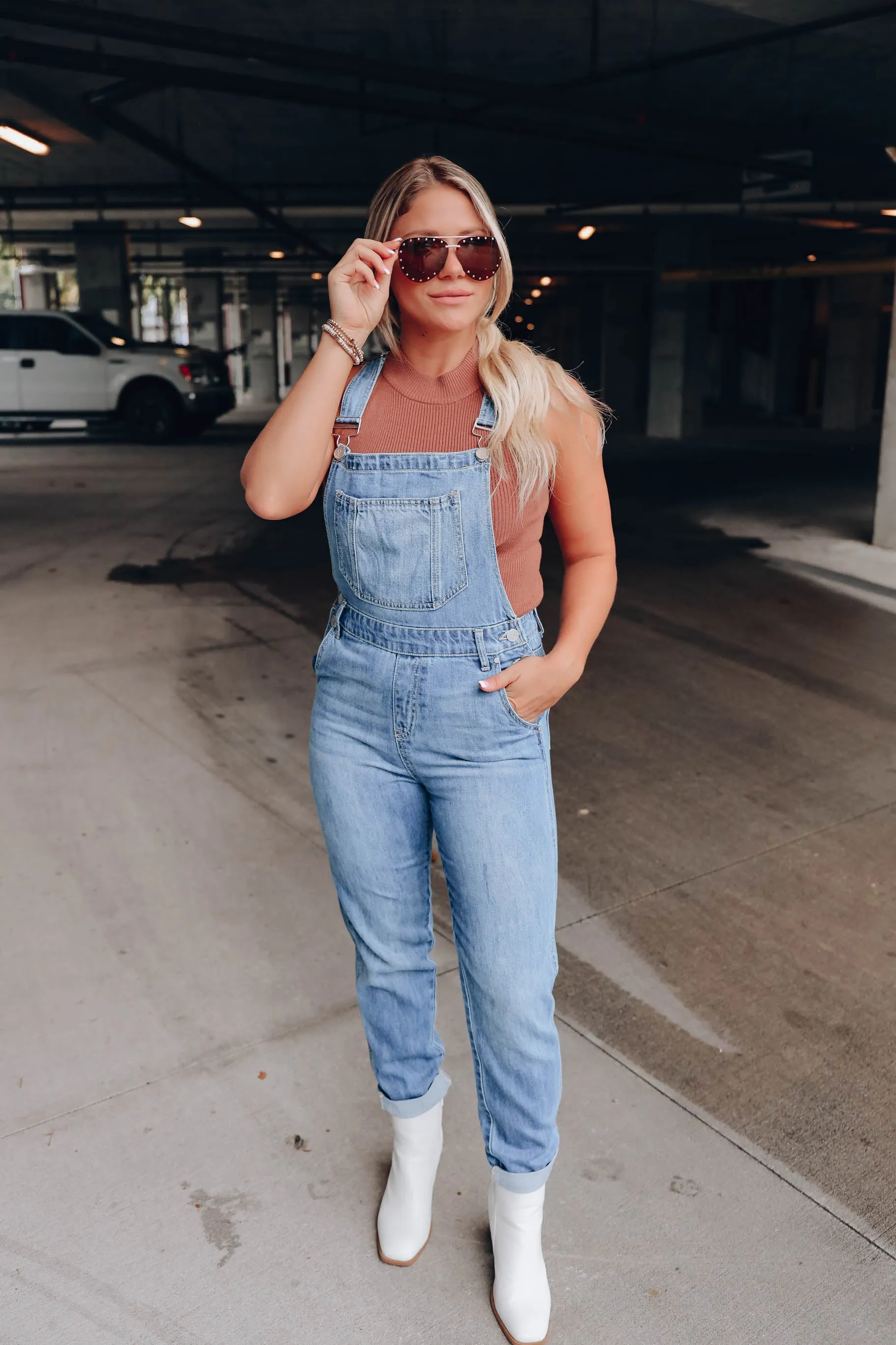 Tipton Cuffed Denim Overalls