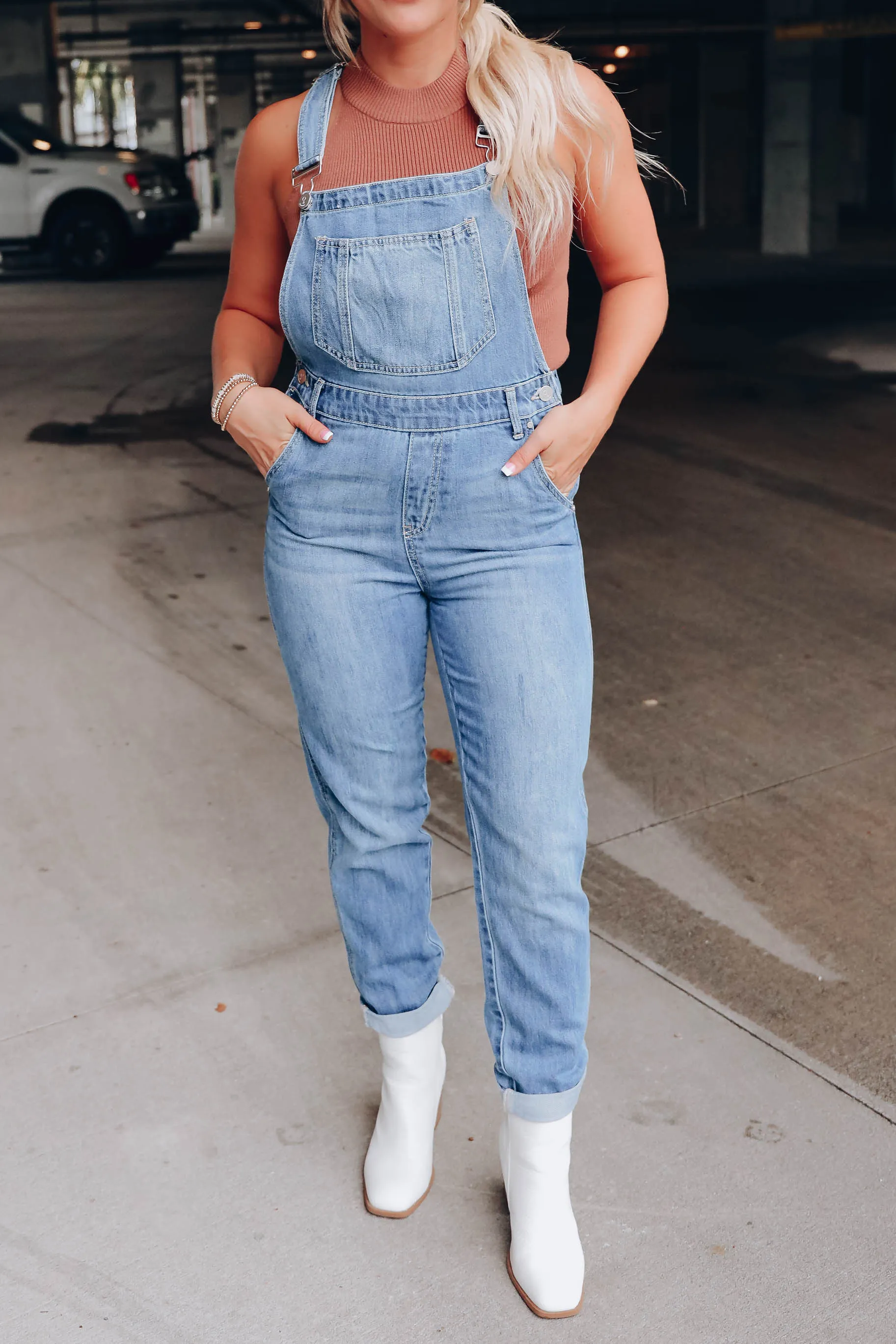 Tipton Cuffed Denim Overalls
