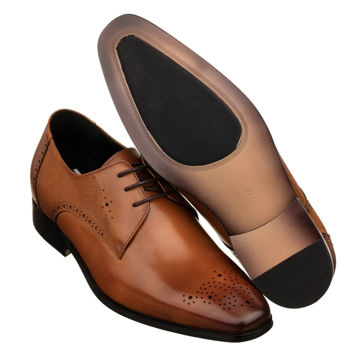 TOTO - Y6512 - 2.2 Inches Taller (Brown) - Dress Oxford - Lightweight