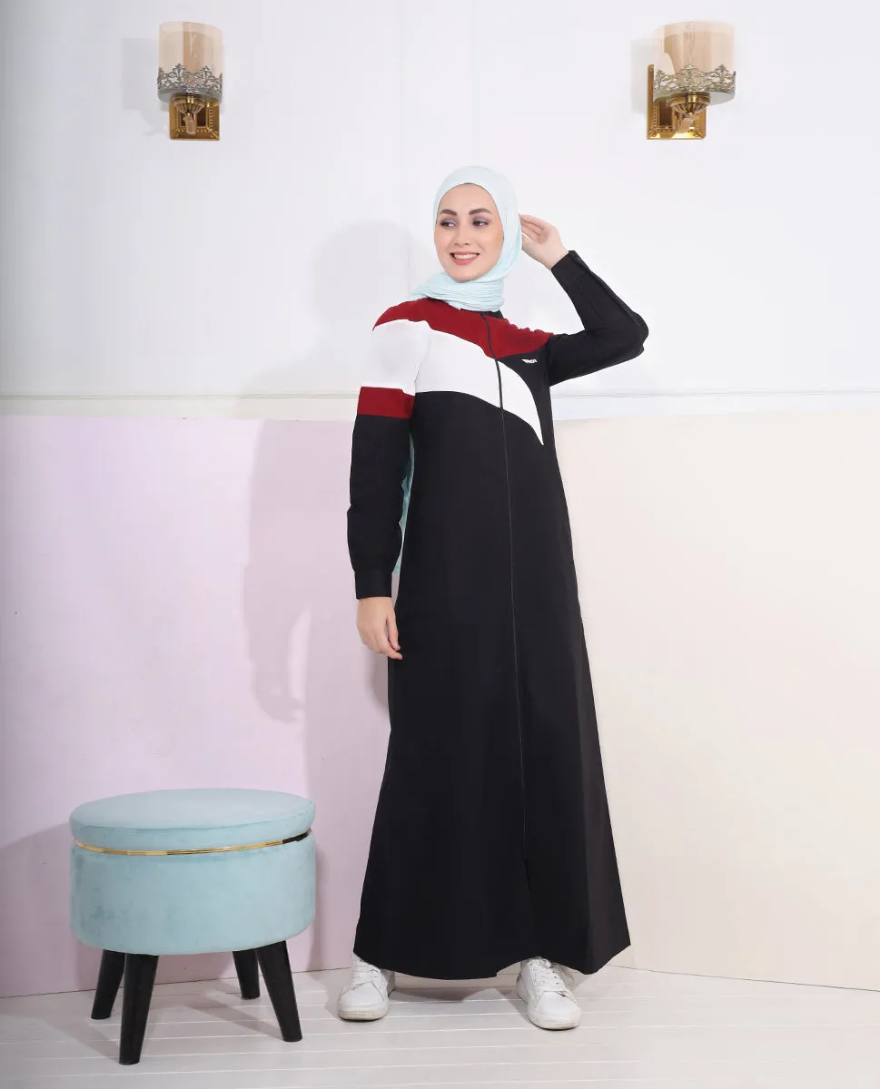 Touch Of Red Smart Black Jilbab