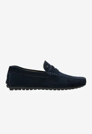 Wojas Dark Blue Velour Loafers | 1011668